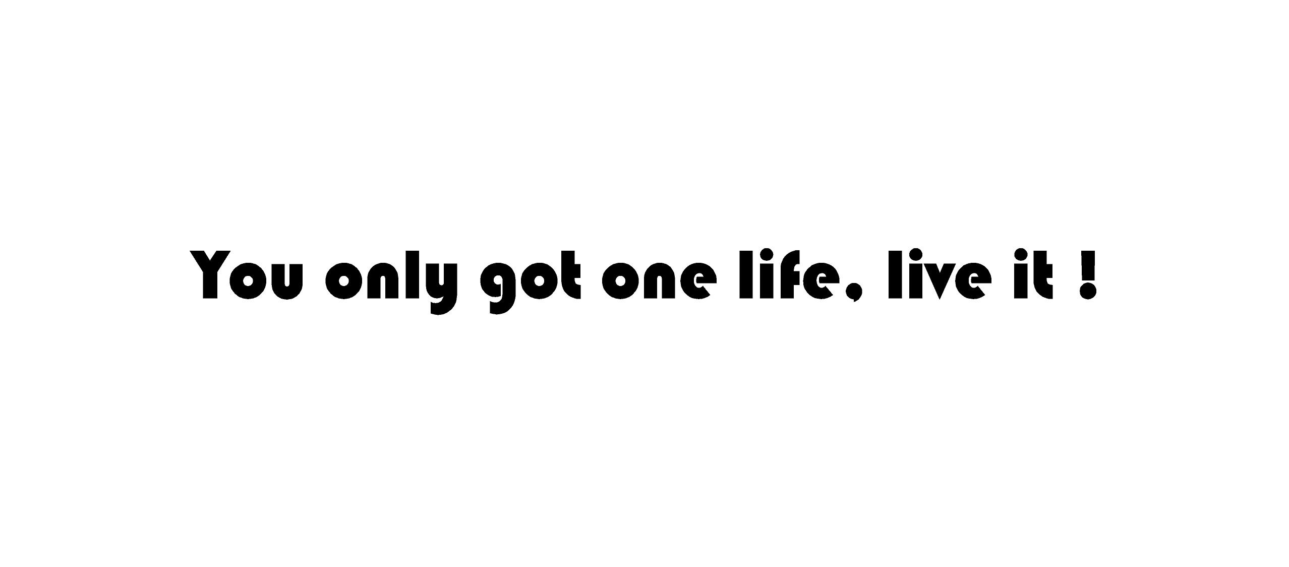 You only got one life