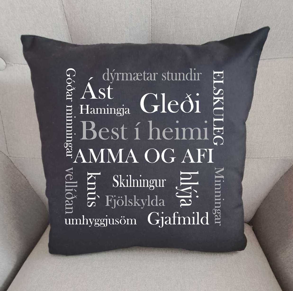 Amma og Afi púði ( Box )