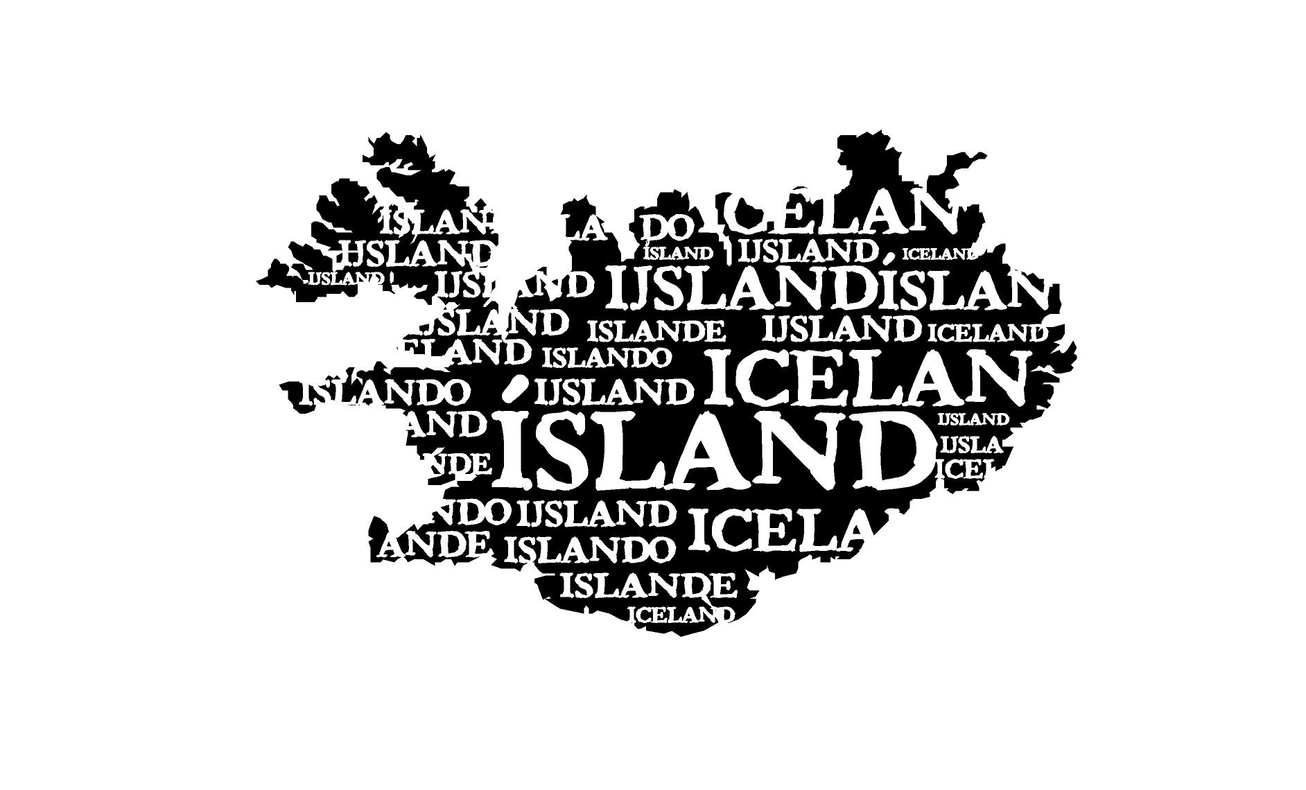 Íslandskort með texta