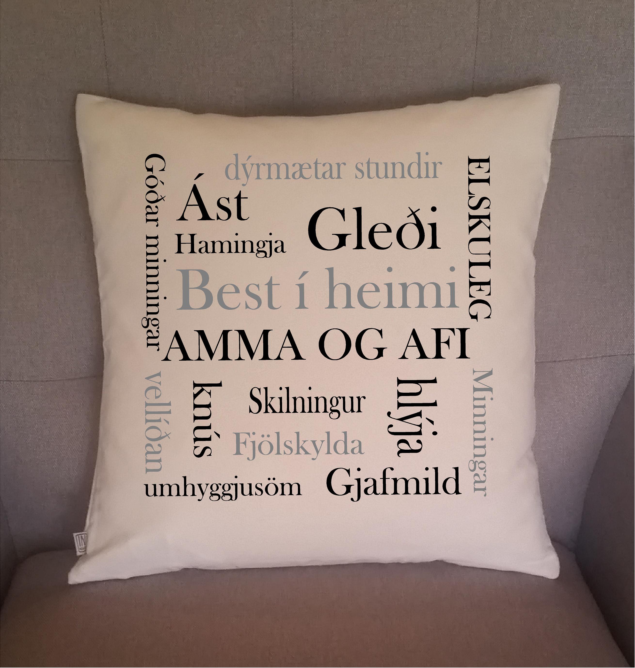 Amma og Afi púði ( Box )